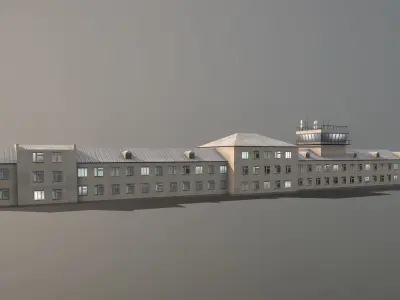 Airport Control Tower USNN-KDP Low-poly 3D model