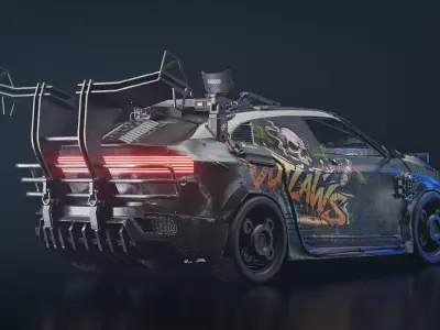 Cyberpunk Mercenary Vehicle  Game Ready Sci-Fi Car Low-poly 3D model