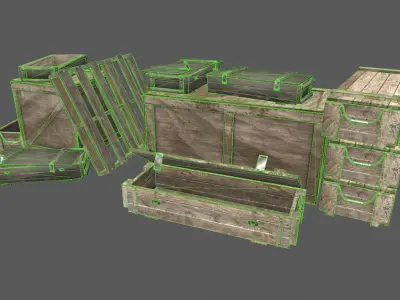 Military Crates Pack Low-poly 3D model