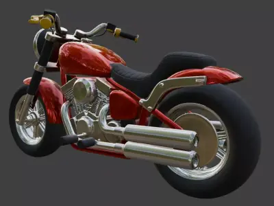 Cartoon Red Motorcycle 3D Model 3D model get