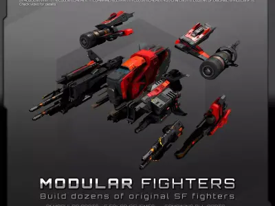 MODULAR SF Fighters GXX Low-poly 3D model