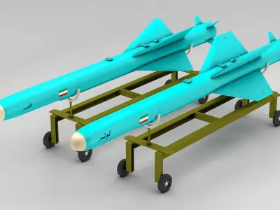 KOWSAR - ZAFAR Iranian Anti-Ship Cruise Missiles Low-poly 3D model