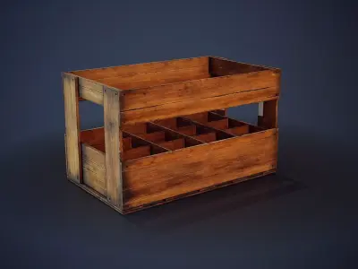 Wooden Drink Crate Low-poly 3D model