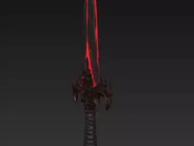 Bloodbound Dagger Cursed Obsidian Blade with Glowing Red Runes 3D model