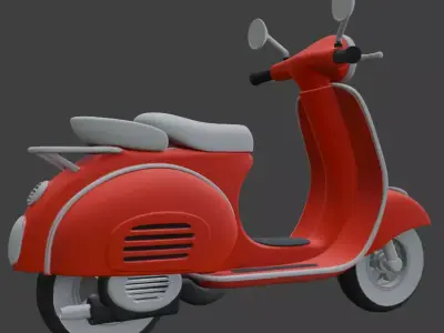 Vintage Retro Scooter 3D Model 3D model 6