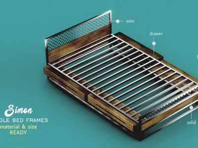 Interior bedroom set industrial design Low-poly 3D model