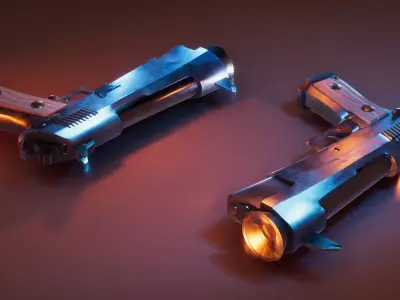 Stylized Pistol Low-poly 3D model