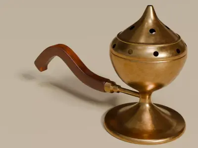 Antique Brass Arabic Mabkhara - Loban Bakhoor Burner PBR Asset 3D model