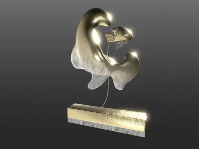 Ethereal Aquatica The Golden Wave Marble Fish Ensemble 3D model