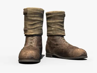 British soldier boots WW2 Low-poly 3D model