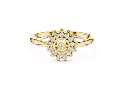 Jewelry Diamond Milgrain Style Edge Brilliant Halo Sunburst Ring 3D print model