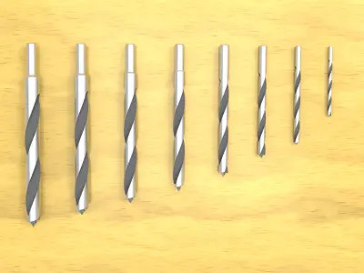 Wooden drills set fordrillig machine 3D model