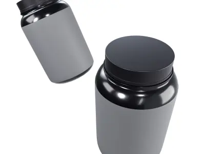 Plastic Whey Supplement Pot Packaging 3D Model 3D model