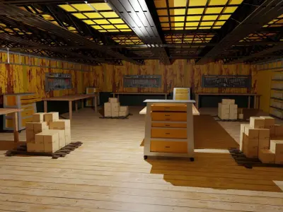 Workshop Low-poly 3D model