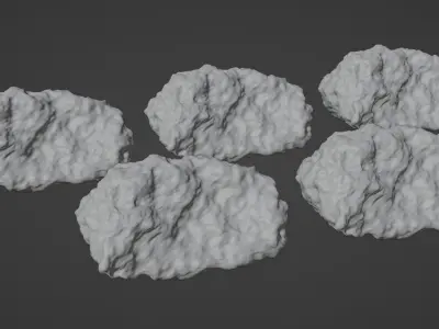 Gold and Silver Nuggets Low-poly 3D model