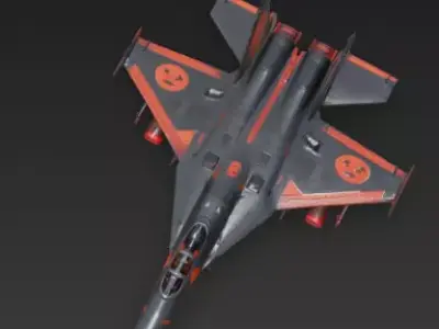 Halloween Air Force Fighter 3D Model Spooky Dominance Low-poly 3D model