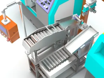 Automated CNC Lathe System with Robotic Arm 3D Design 3D model