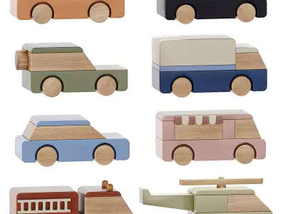 Coco Village Wooden Cars and Puzzle Roads Toy 3D model