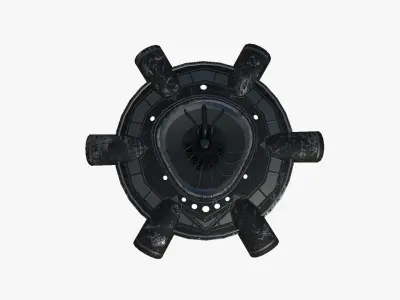Alien Spaceship UFO J10 Full Black - Sci Fi Spacecraft Design Low-poly 3D model