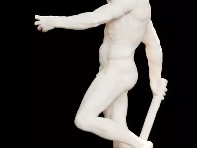 Neptune Sculpture Low-poly 3D model
