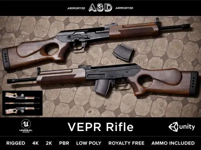 Game Ready Survival Gun Pack PBR Rigged Low-poly 3D model