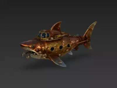 Iron Apex Steampunk Sub 3D Model Low-poly 3D model
