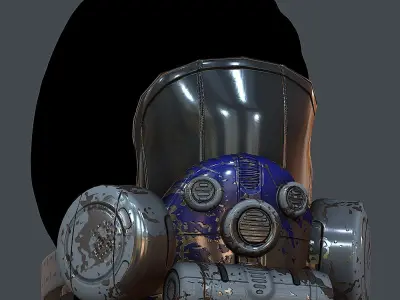 Gas mask helmet 3d model scifi Low-poly Low-poly 3D model Low-poly 3D model 8