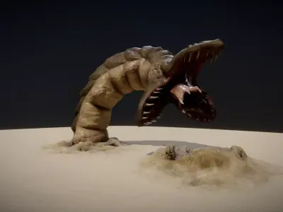 GIANT WORM ANIMATIONS Free low-poly 3D model