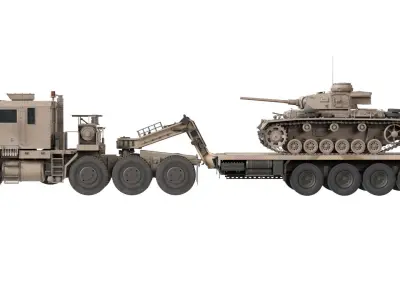 Oshkosh M1070 with Trailer Tank model Low-poly 3D model