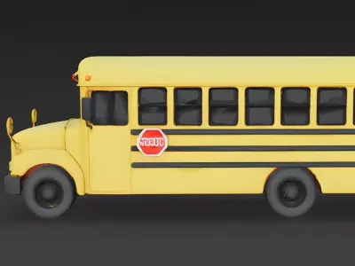 Stylized School Bus 3D Model Low-poly 3D model