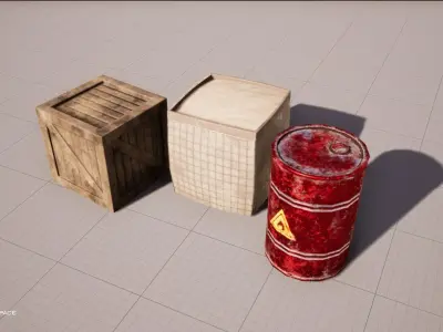 Box and Barrel Pack Low-poly 3D model