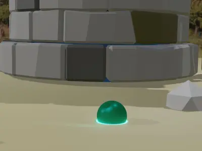 Well lowpoly low-poly 3d model water in field Low-poly 3D model