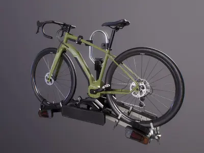 Electric Gravel Bicycle and Towbar Carrier 3D model