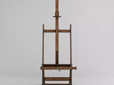 Antique wooden easel with canvas 3d model Low-poly 3D model