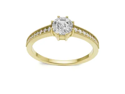 Solitaire Ring with Side Diamonds 3D print model