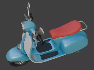 Vintage Retro Scooter 3D Model 3D model 7