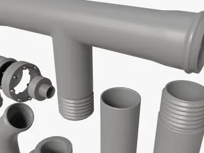 Plastic Pipes with Fittings Set 3D model