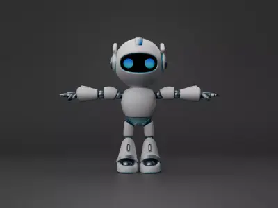 Stylized Sci-Fi Robot Character Low Poly Rigged 3D Model 3D model