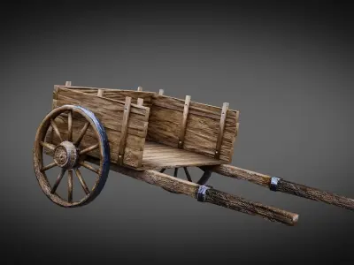Dirty Medieval Wagon Low-poly 3D model