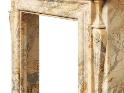 Antique Louis XIV Style Fireplace Mantel in Marble 3D model