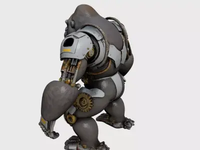 Mechanical Gorilla 3D Model  Sci-Fi Robotic Creature 3D model