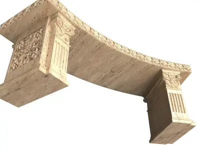 Stone Bench 02 Curved Low-poly 3D model
