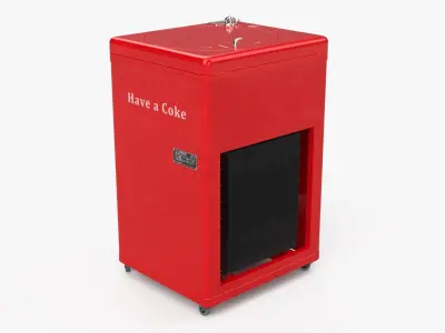 Coca-Cola Bottle Cooler with Rotary Loader Red Vintage Rigged for Cinema 4D 3D model