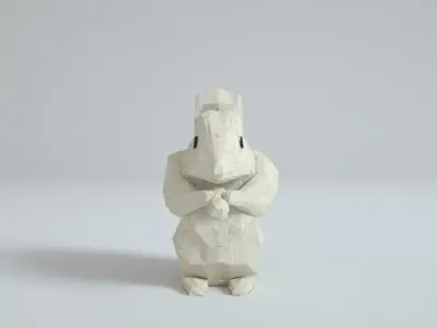 Low Polygon Paper Squirrel Low-poly 3D model