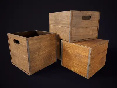 Vintage Wooden Crates Low-poly 3D model
