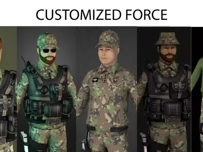 Special services Commando Force Model Game Ready Low-poly 3D model