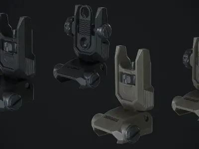 Defiance Low Profile Picatinny Flip Up Sights Low-poly 3D model