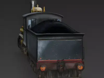 Realistic Vintage Steam Locomotive 3D Model Low-poly 3D model