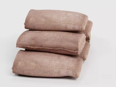 Jute Sacks Stack - Burlap Bags Pile 3D model