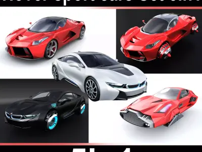 Hover sport cars Set 5in1 3D model